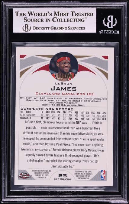 2004 Topps Chrome Gold Refractor LeBron James /99 #23 BGS 9 MINT