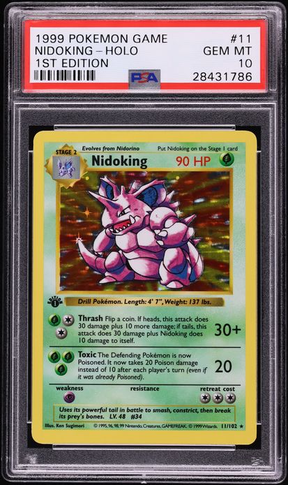 1999 Pokemon Base Set Shadowless 1st Edition Holo Nidoking #11 PSA 10 GEM MINT