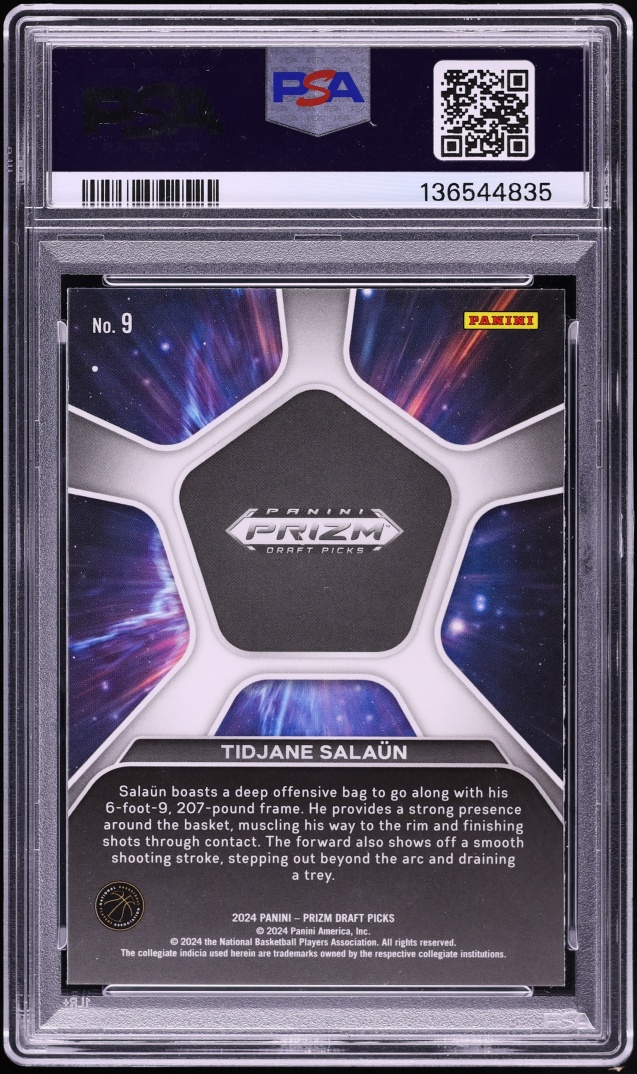 2024 Panini Prizm Draft Picks Deep Space Tidjane Salaun ROOKIE #9 PSA 10 GEM MINT