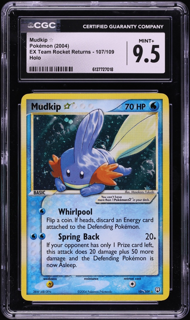 2004 Pokemon EX Team Rocket Returns Holo Mudkip Gold Star #107 CGC 9.5 MINT+