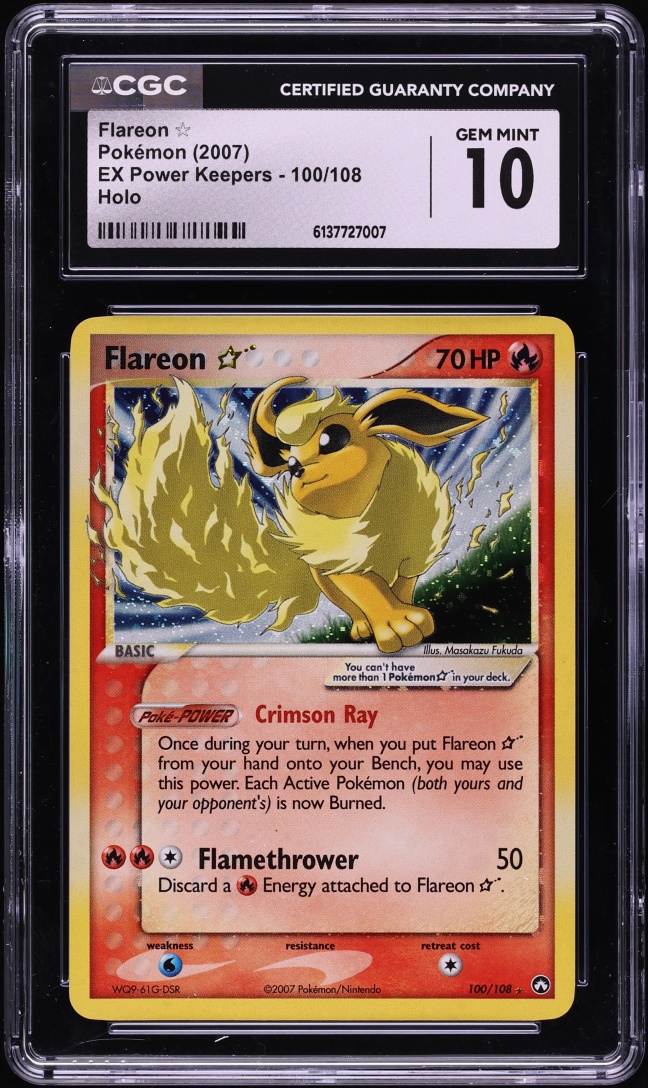 2007 Pokemon EX Power Keepers Holo Flareon Gold Star #100 CGC 10 GEM MINT