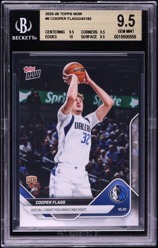 2025 Topps Now Cooper Flagg ROOKIE #6 BGS 9.5 GEM MINT