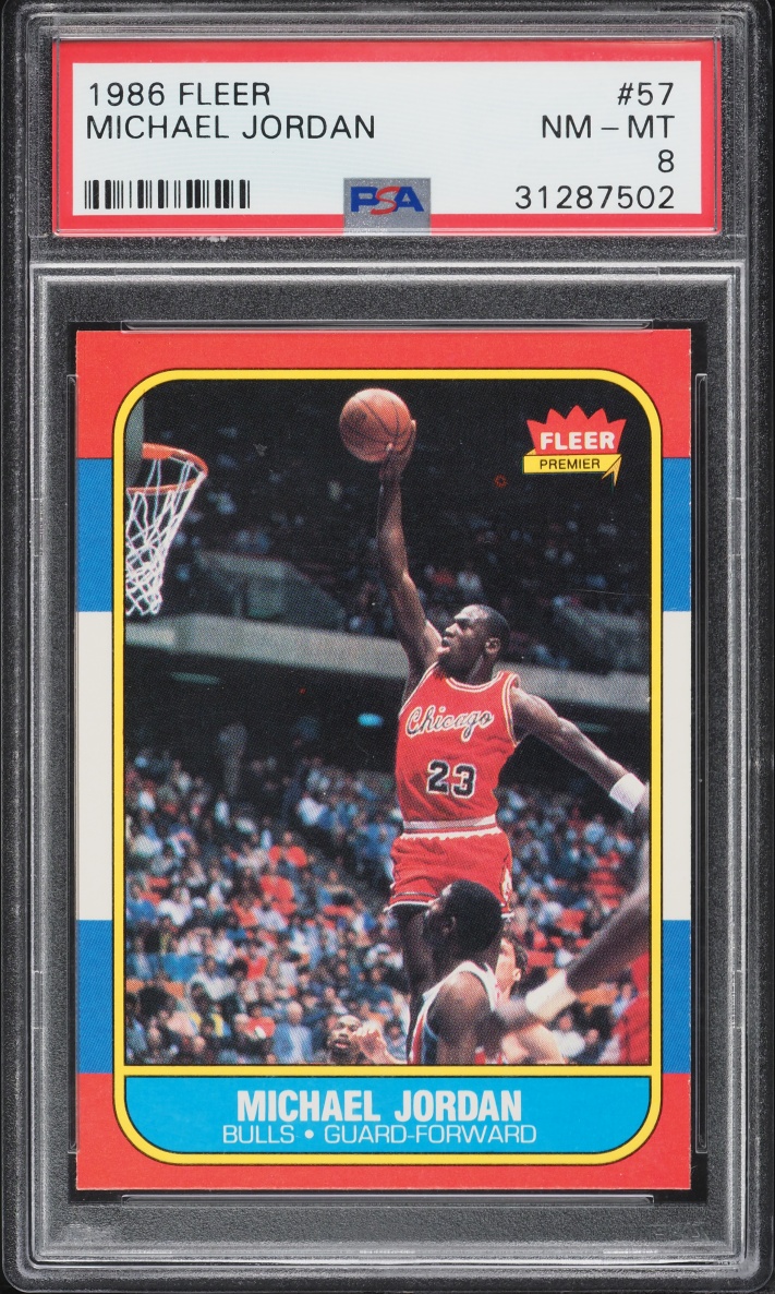 1986 Fleer Basketball Michael Jordan ROOKIE #57 PSA 8 NM-MT