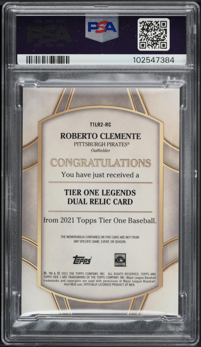 2021 Topps Tier One Legends Dual Roberto Clemente PATCH /25 #T1LR2-RC PSA 7 NRMT