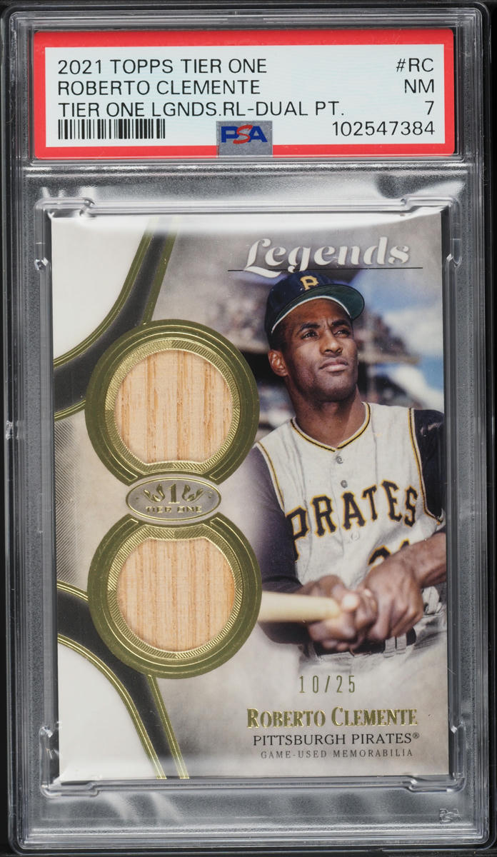 2021 Topps Tier One Legends Dual Roberto Clemente PATCH /25 #T1LR2-RC PSA 7 NRMT
