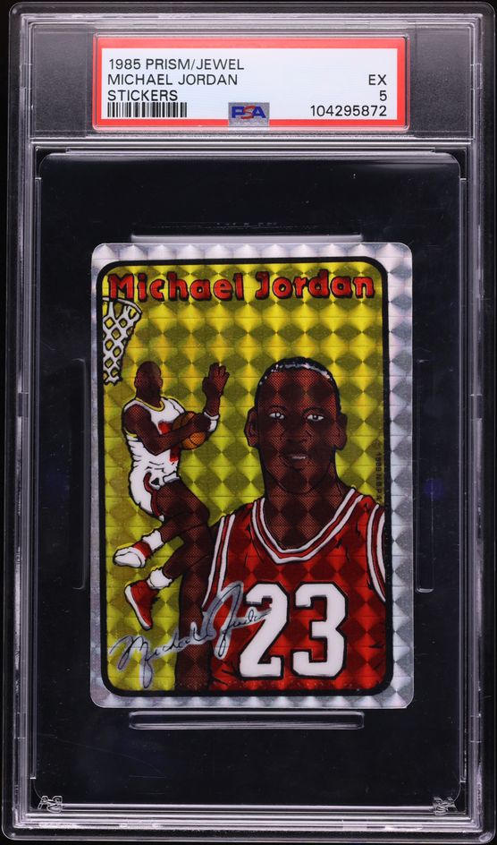 1985 Prism Jewel Stickers Michael Jordan ROOKIE PSA 5 EX