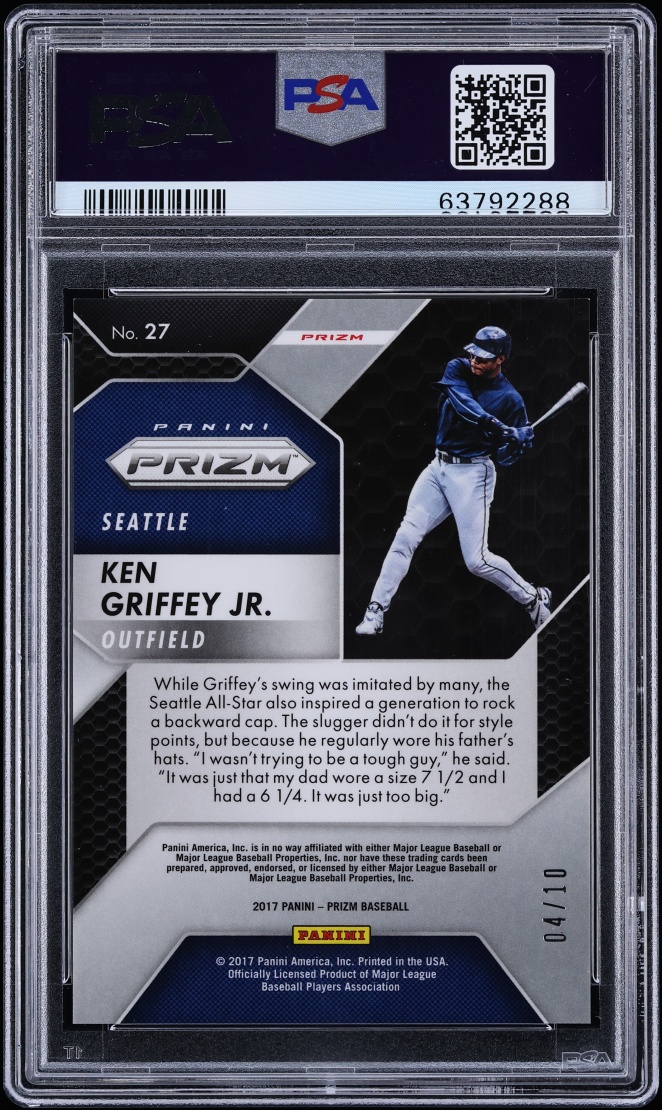 2017 Panini Chronicles Panini Prizm Gold Ken Griffey Jr. /10 #27 PSA 9 MINT - Photo 2
