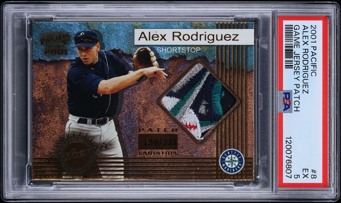 2001 Pacific Game Worn Jersey Alex Rodriguez PATCH /221 #8 PSA 5 EX