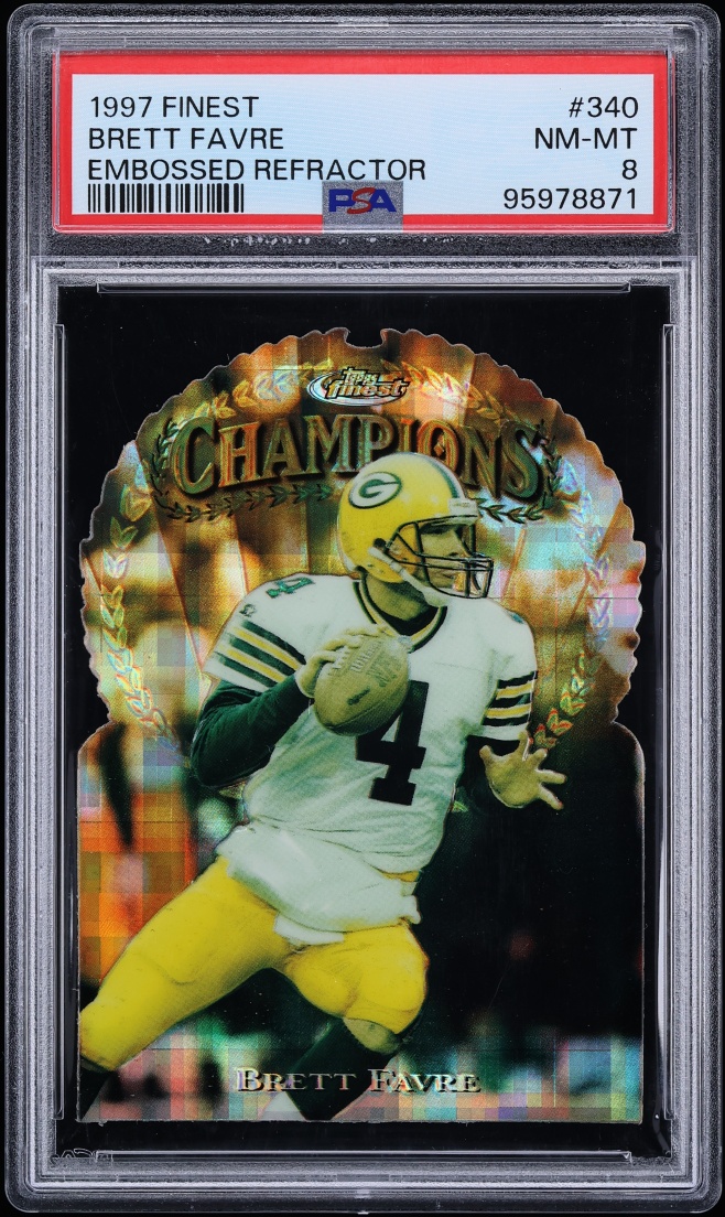 1997 Finest Embossed Refractor Brett Favre #340 PSA 8 NM-MT