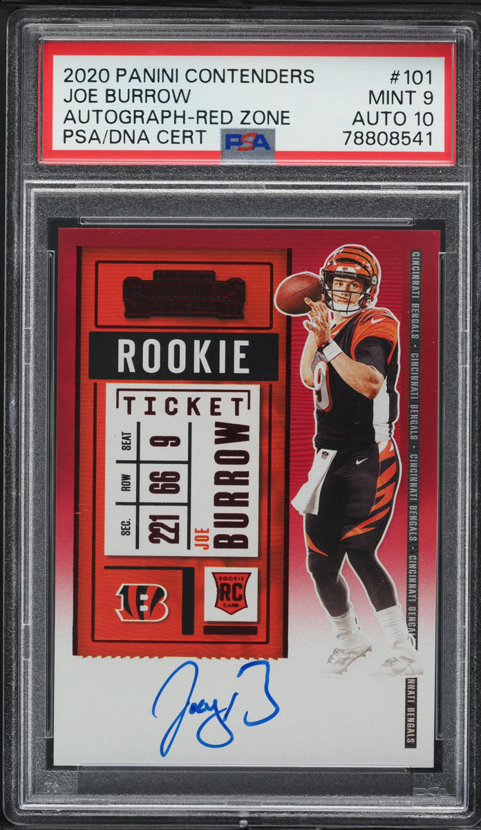 2020 Panini Contenders Red Zone Joe Burrow ROOKIE AUTO DNA 10 #101 PSA 9 MINT