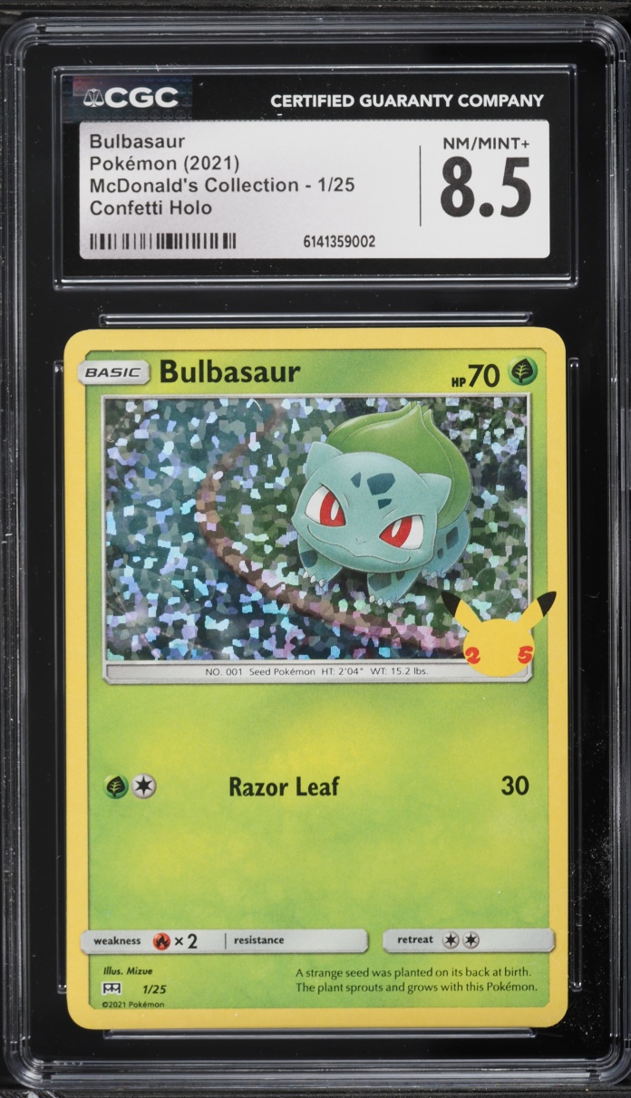 2021 Pokemon Sword & Shield McDonald's Collection Confetti Holo Bulbasaur #1 CGC 8.5 NM-MT+