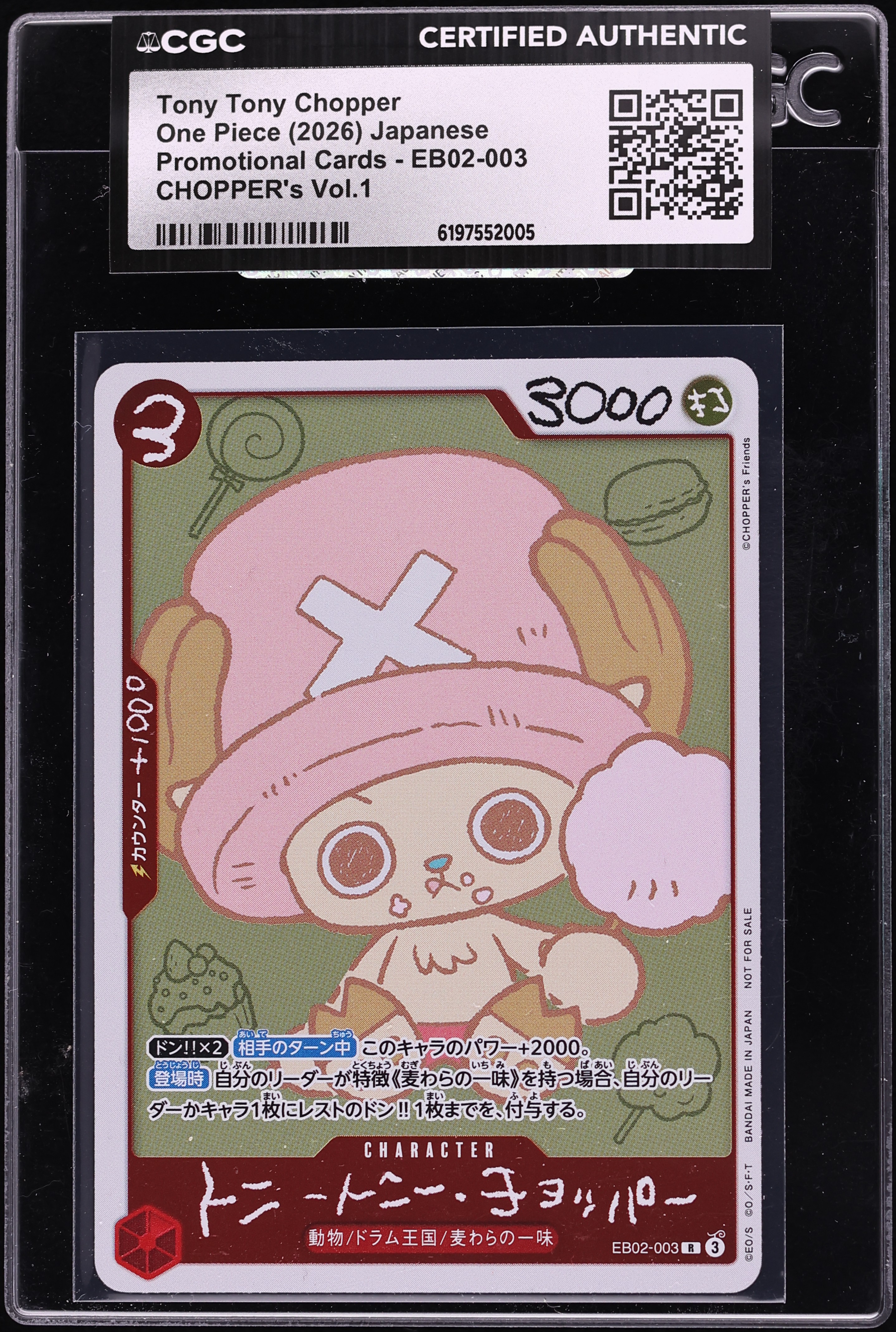 2026 One Piece Japanese Promo Chopper's Vol.1 Tony Tony Chopper #EB02-003 CGC AUTH