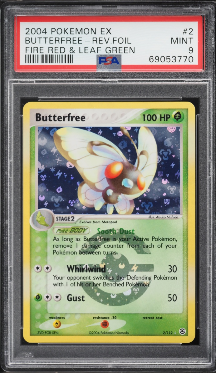 2004 Pokemon EX Fire Red & Leaf Green Reverse Holo Butterfree #2 PSA 9 MINT