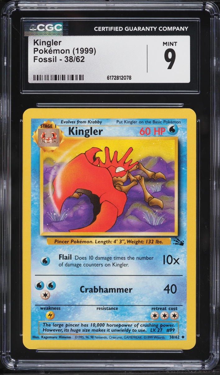 1999 Pokemon Fossil Kingler #38 CGC 9 MINT