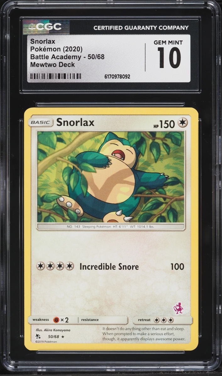 2020 Pokemon Sword & Shield Battle Academy Mewtwo Deck Snorlax #50 CGC 10 GEM MINT