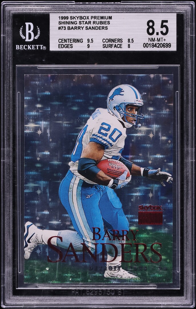 1999 Skybox Premium Shining Star Rubies Barry Sanders 30/30 #73 BGS 8.5 NM-MT+