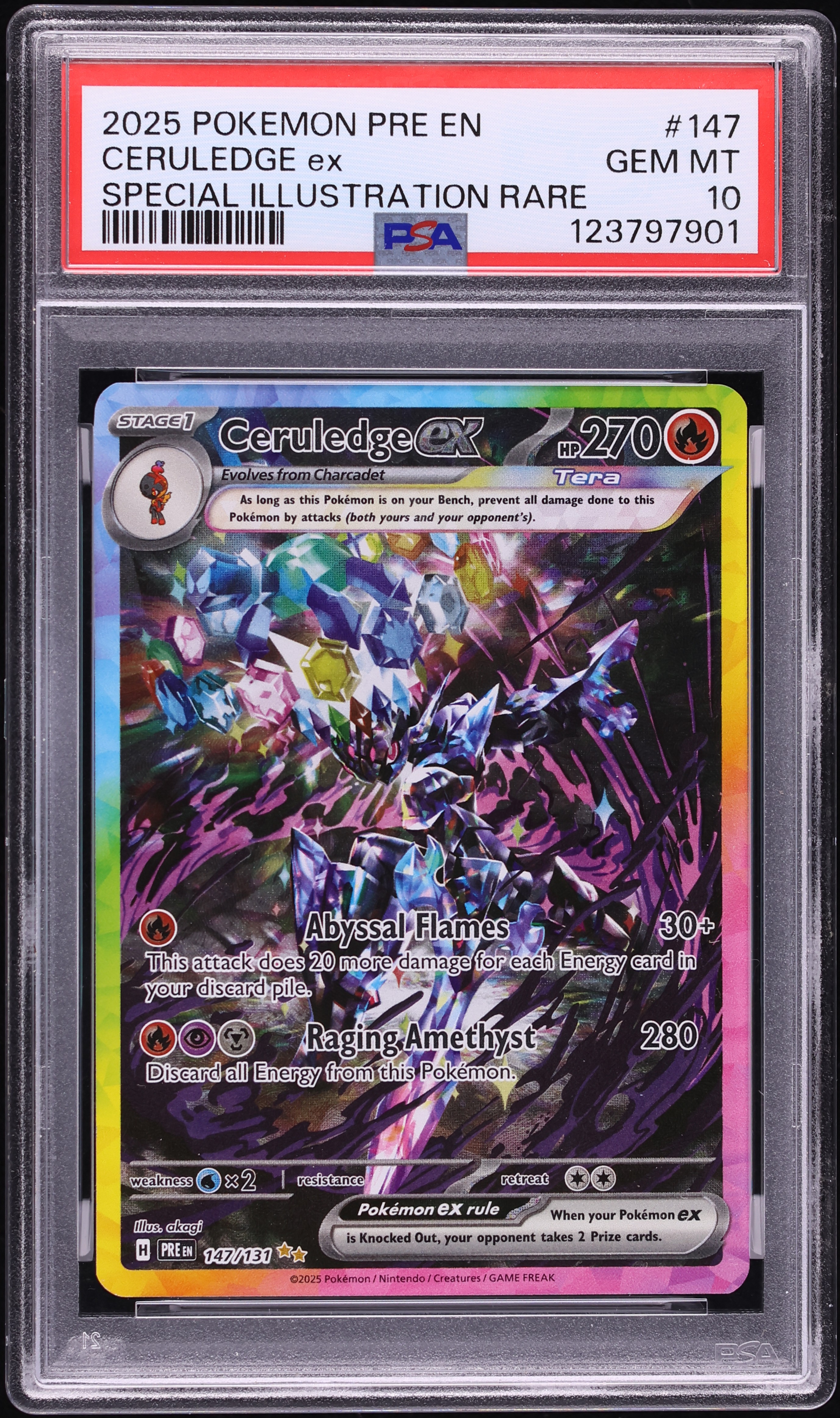 2025 Pokemon Scarlet & Violet Prismatic Evolutions SIR Ceruledge Ex #147 PSA 10 GEM MINT