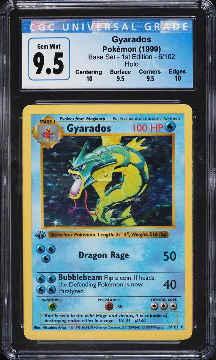 1999 Pokemon Base Set Shadowless 1st Edition Holo Gyarados #6 CGC 9.5 GEM MINT