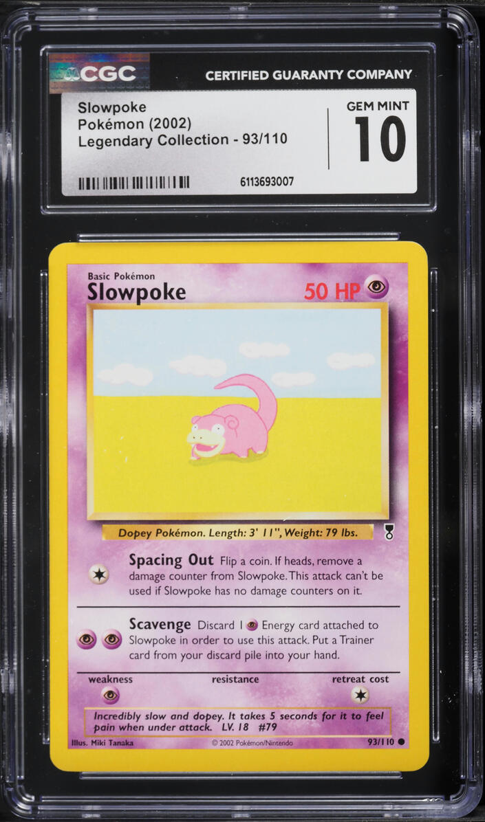 2002 Pokemon Legendary Collection Slowpoke #93 CGC 10 GEM MINT