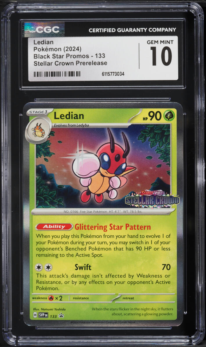 2024 Pokemon Scarlet & Violet Promo Stellar Crown Prerelease Ledian #133 CGC 10 GEM MINT