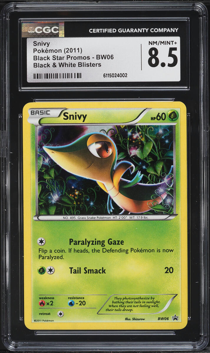 2011 Pokemon Black & White Promos Blisters Holo Snivy #BW06 CGC 8.5 NM-MT+