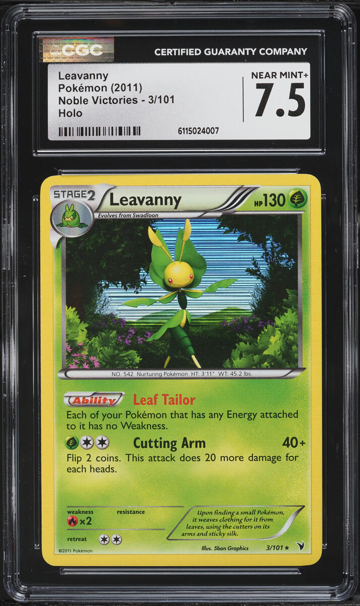 2011 Pokemon Black & White Noble Victories Holo Leavanny #3 CGC 7.5 NRMT+