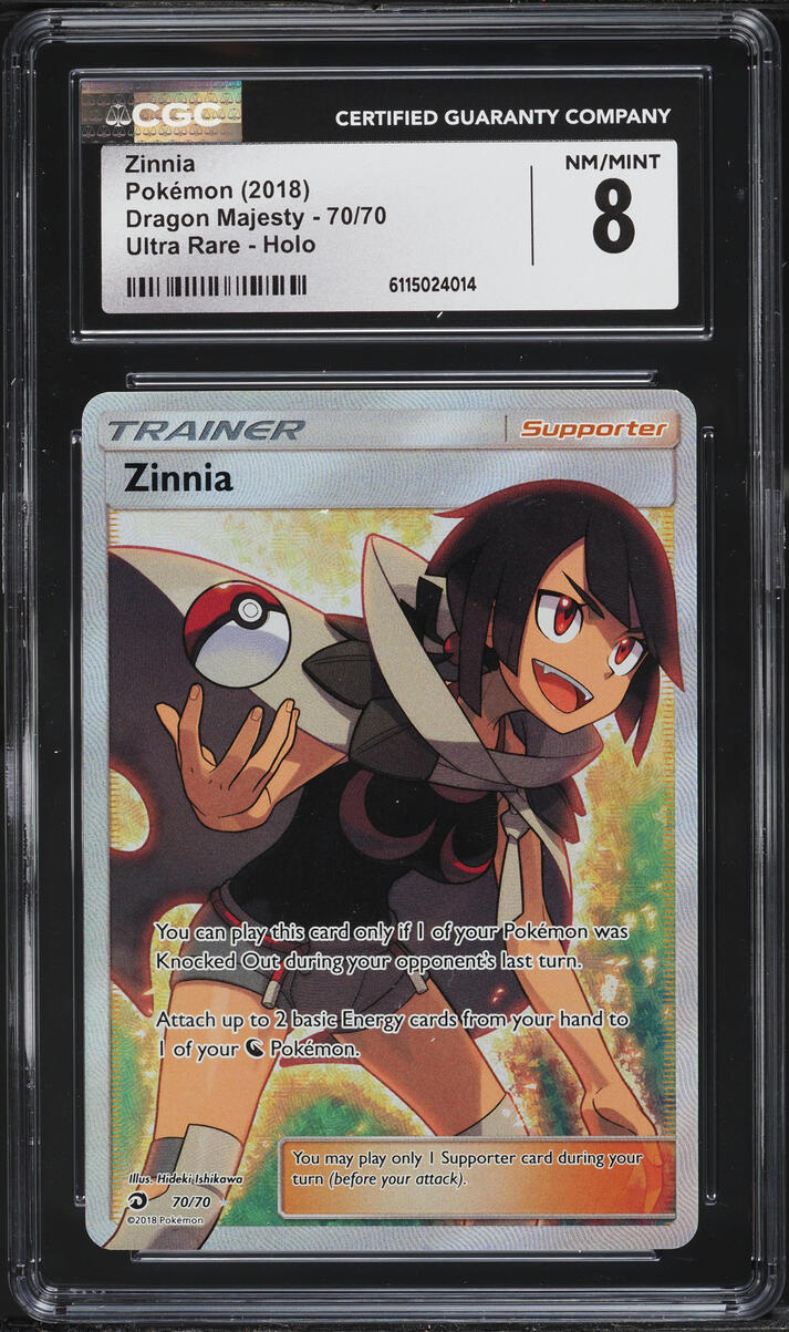 2018 Pokemon Sun & Moon Dragon Majesty Full Art Zinnia #70 CGC 8 NM-MT