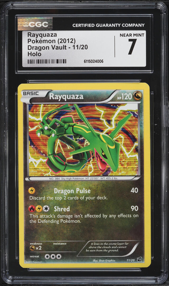 2012 Pokemon Black & White Dragon Vault Holo Rayquaza #11 CGC 7 NRMT