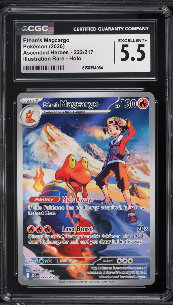2026 Pokemon Mega Evolution Ascended Heroes IR Ethan's Magcargo #222 CGC 5.5 EX+