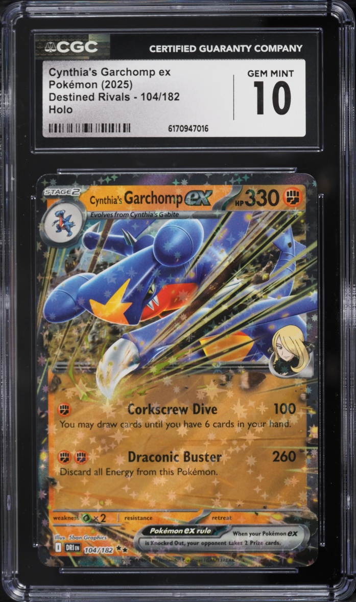 2025 Pokemon Scarlet & Violet Destined Rivals Holo Cynthia's Garchomp EX #104 CGC 10 GEM MINT