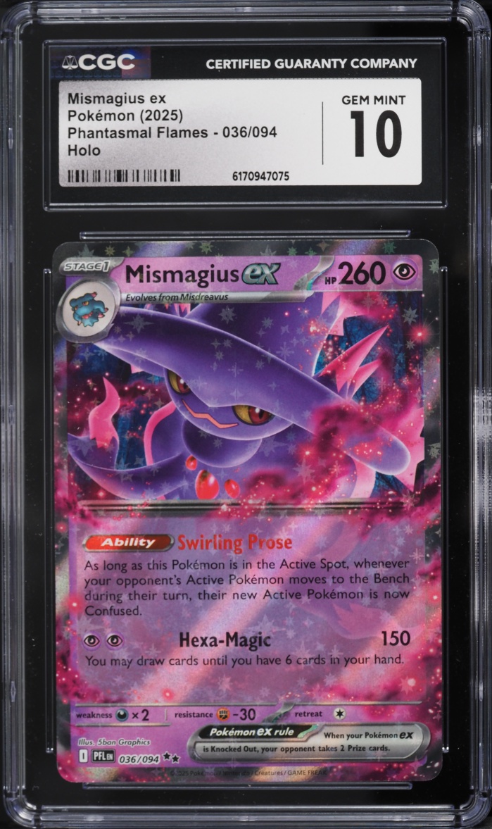 2025 Pokemon Mega Evolution Phantasmal Flames Holo Mismagius Ex #36 CGC 10 GEM MINT