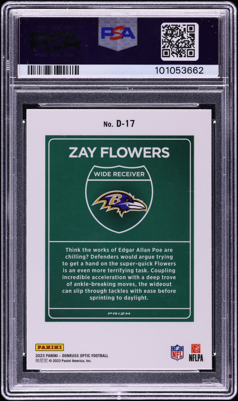 2023 Donruss Optic Downtown Zay Flowers ROOKIE #D-17 PSA 9 MINT