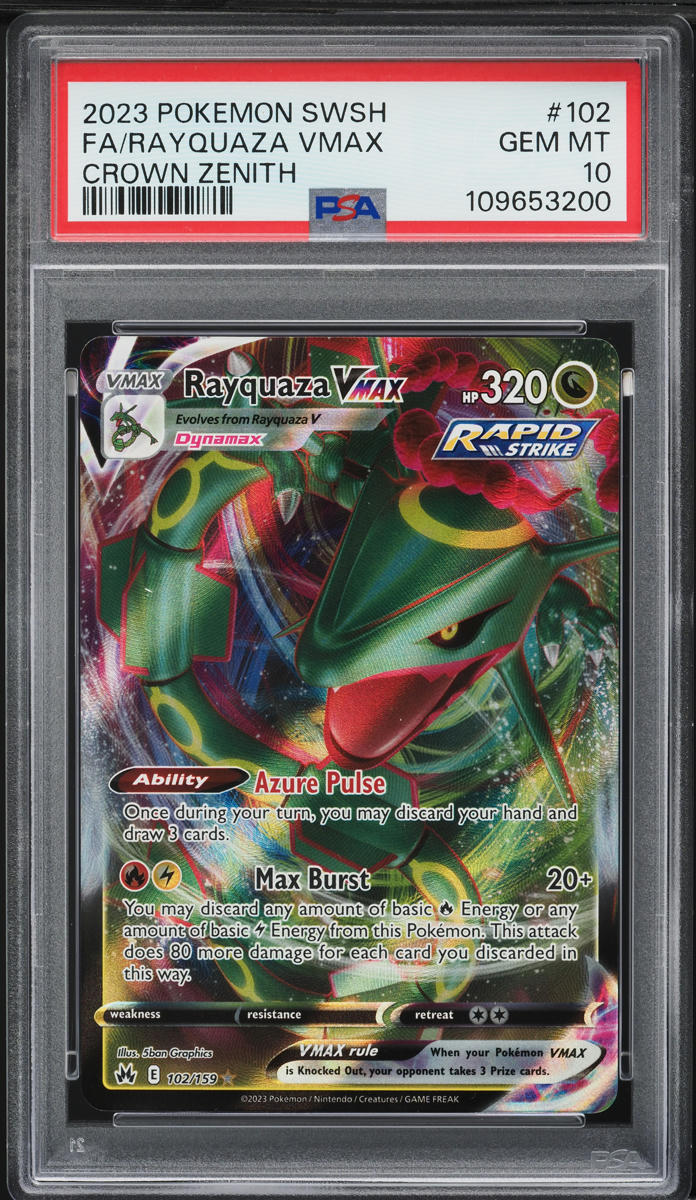 2023 Pokemon Sword & Shield Crown Zenith Rayquaza VMAX #102 PSA 10 GEM MINT