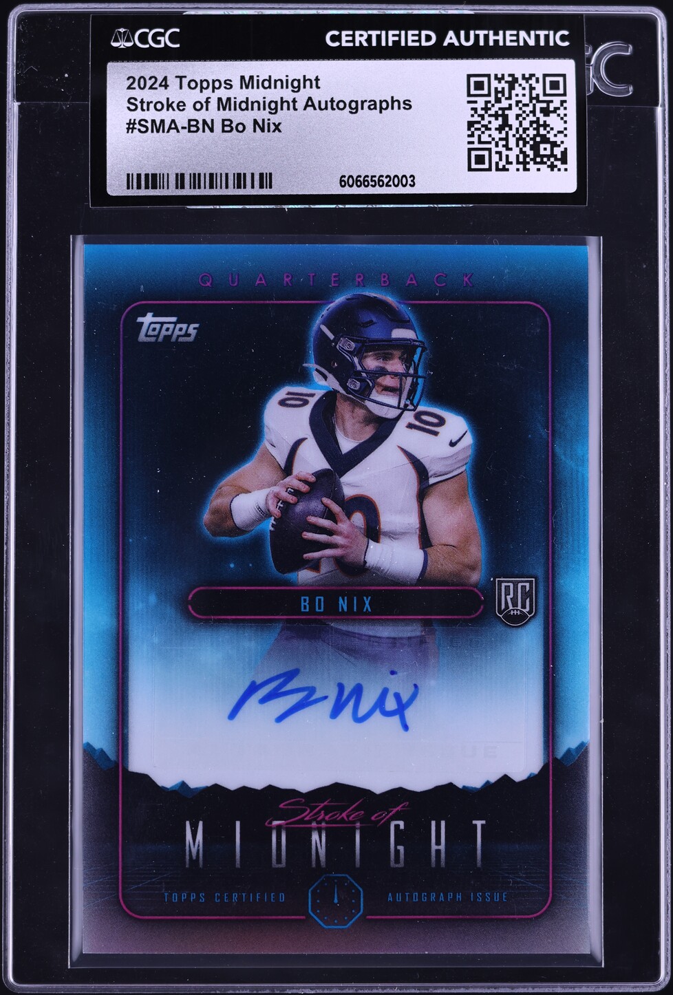 2024 Topps Midnight Stroke Of Midnight Bo Nix ROOKIE AUTO #SMA-BN CGC AUTH
