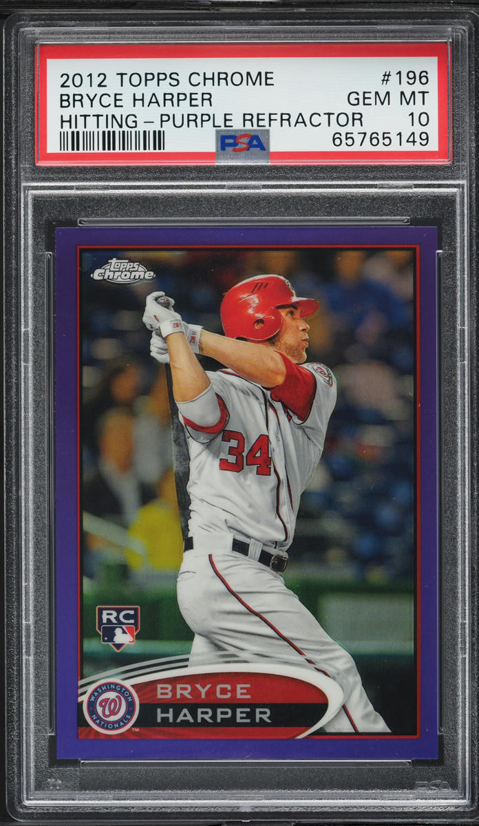 2012 Topps Chrome Purple Refractor Bryce Harper ROOKIE #196 PSA 10 GEM MINT