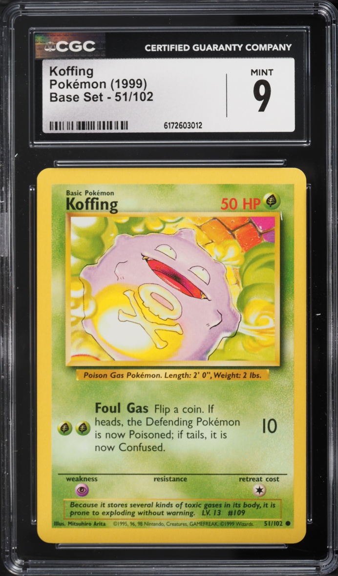 1999 Pokemon Base Set Koffing #51 CGC 9 MINT