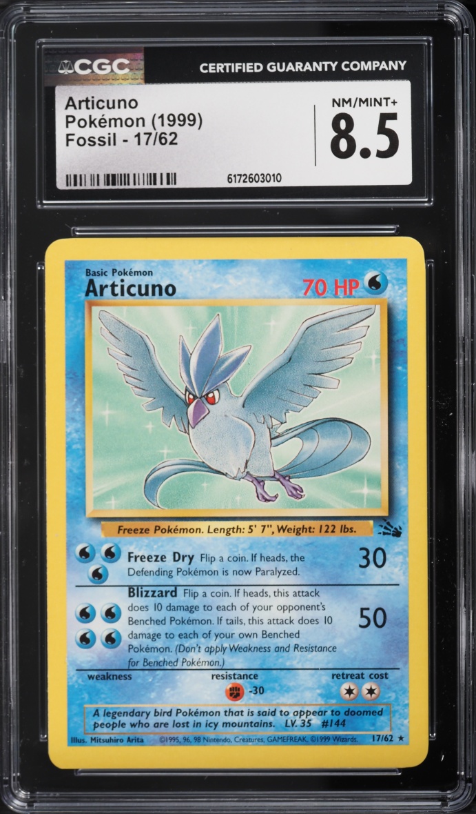 1999 Pokemon Fossil Articuno #17 CGC 8.5 NM-MT+