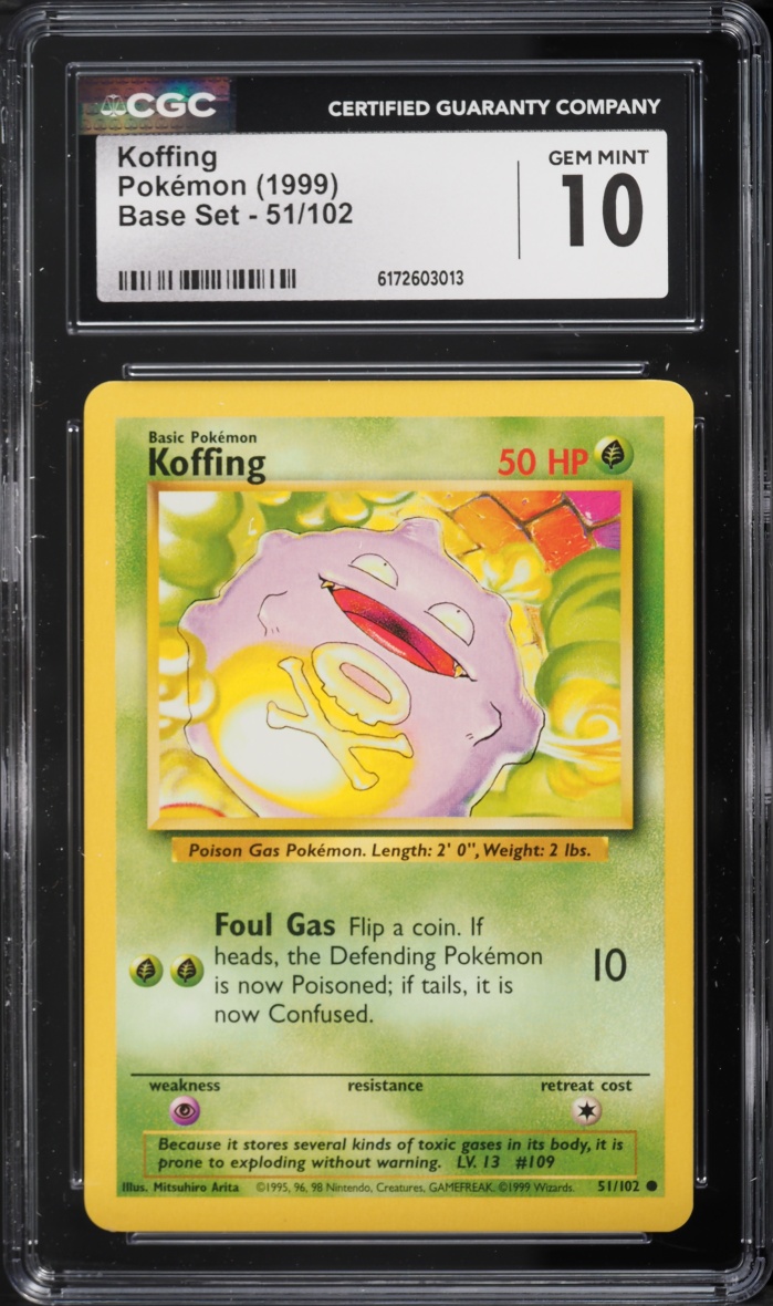 1999 Pokemon Base Set Koffing #51 CGC 10 GEM MINT