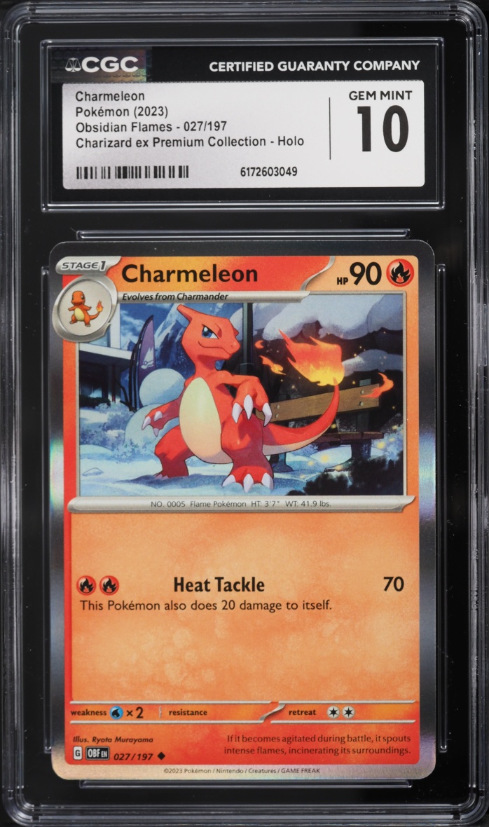 2023 Pokemon Scarlet & Violet Obsidian Flames Charizard ex Premium Holo Charmeleon #27 CGC 10