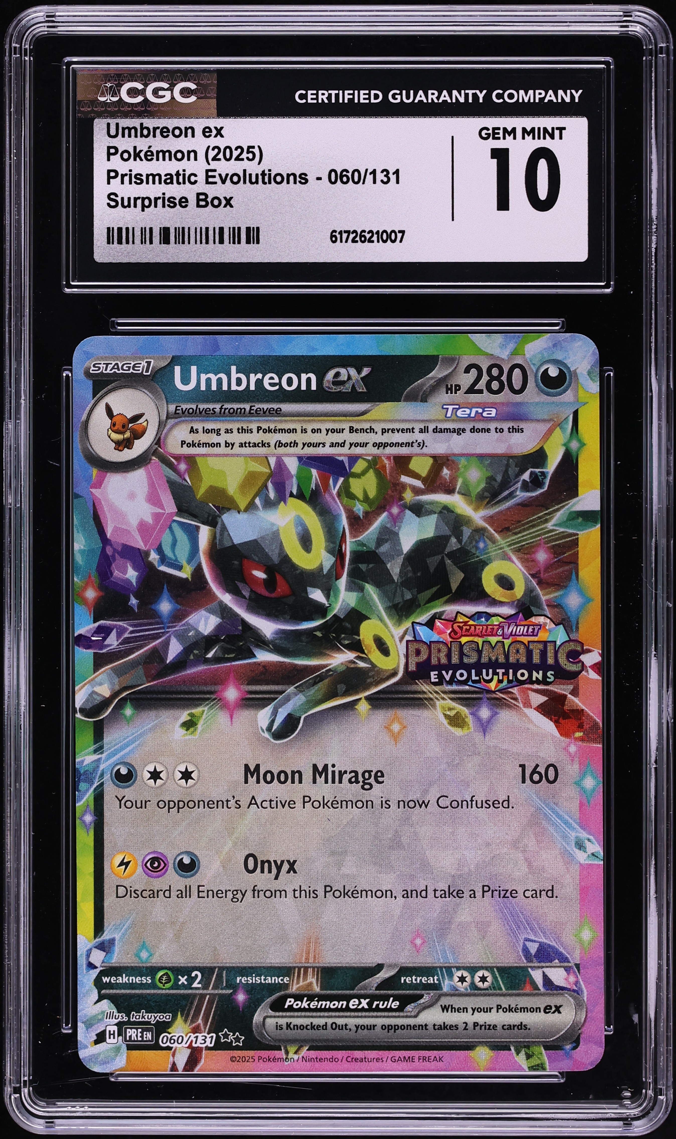 2025 Pokemon Scarlet & Violet Prismatic Evolutions Surprise Box Holo Umbreon EX #60 CGC 10