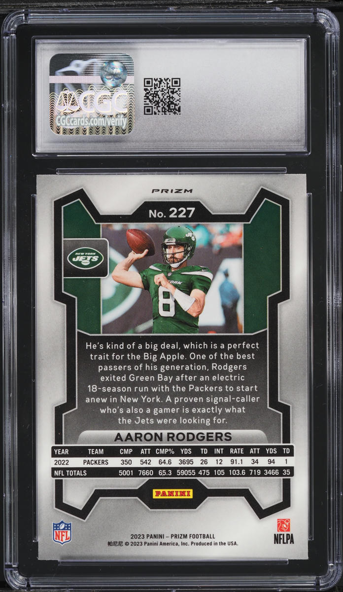2023 Panini Prizm Red White & Blue Aaron Rodgers #227 CGC 9 MINT