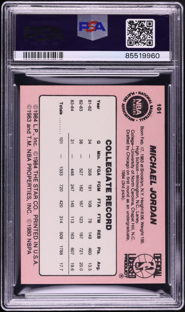 1984 Star Basketball Michael Jordan ROOKIE #101 PSA 6 EXMT