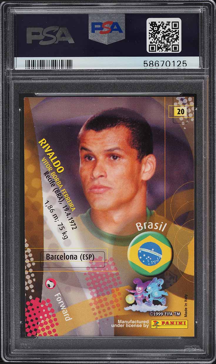 2002 Panini World Cup Japan Exclusive Rivaldo #20 PSA 8 NM-MT
