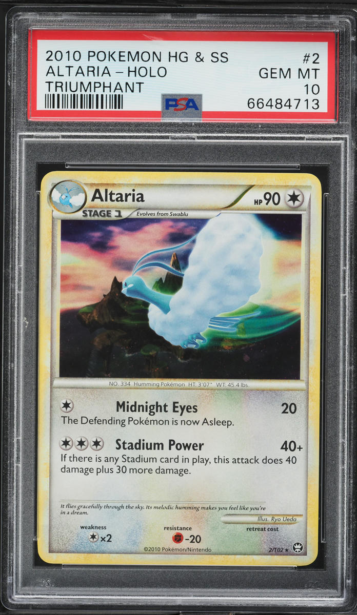 2010 Pokemon HeartGold & SoulSilver Triumphant Holo Altaria #2 PSA 10 GEM MINT