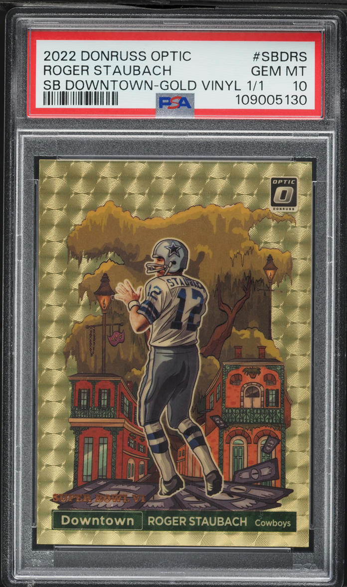 2022 Donruss Optic Super Bowl Downtown Gold Vinyl Roger Staubach 1/1 #SBD-RS PSA 10 GEM MINT