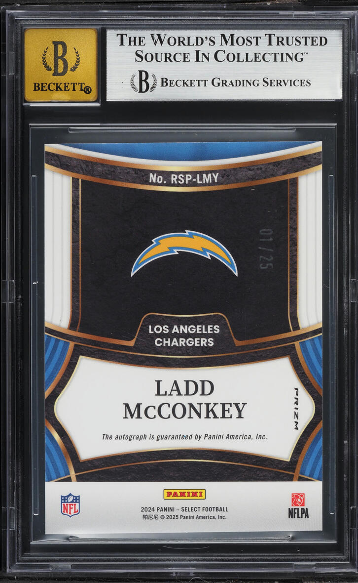 2024 Select Tie Dye Prizm Ladd McConkey ROOKIE AUTO /25 #RSP-LMY BGS 9 MINT