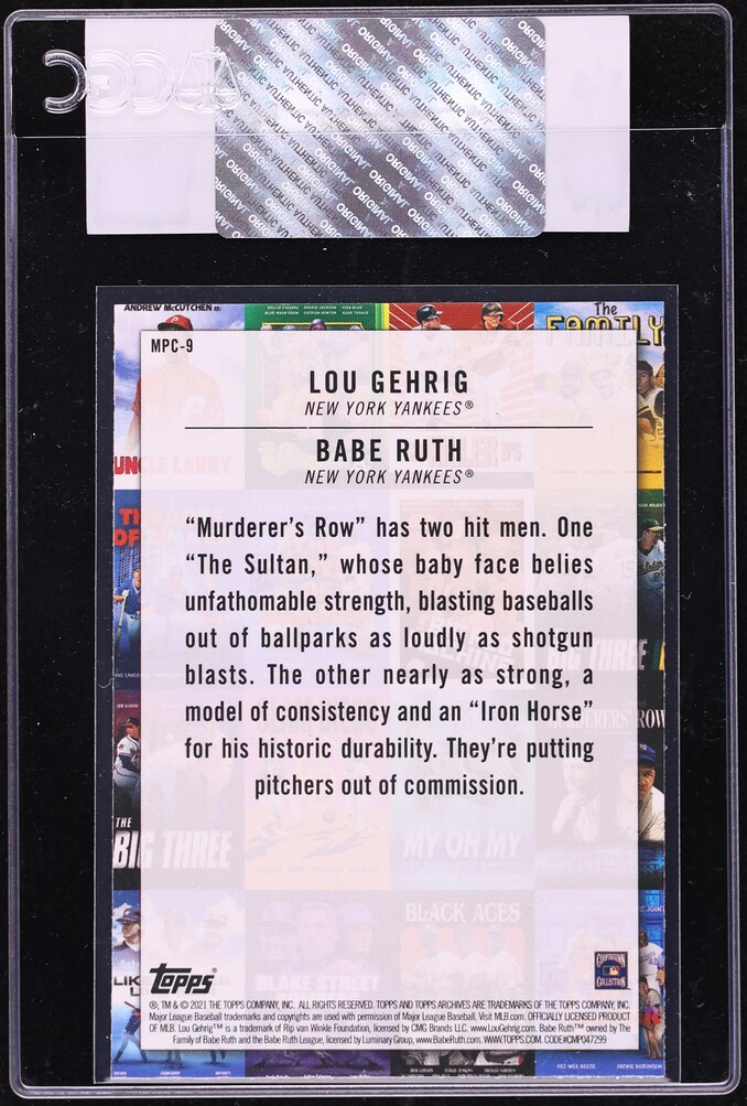 2021 Topps Archives Movie Poster Cards Murderers' Row Lou Gehrig Babe Ruth #MPC-9 CGC AUTH