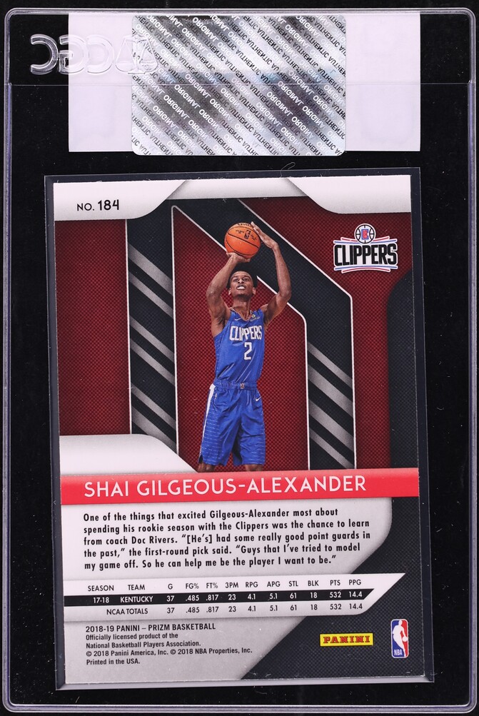 2018 Panini Prizm Shai Gilgeous-Alexander ROOKIE #184 CGC AUTH