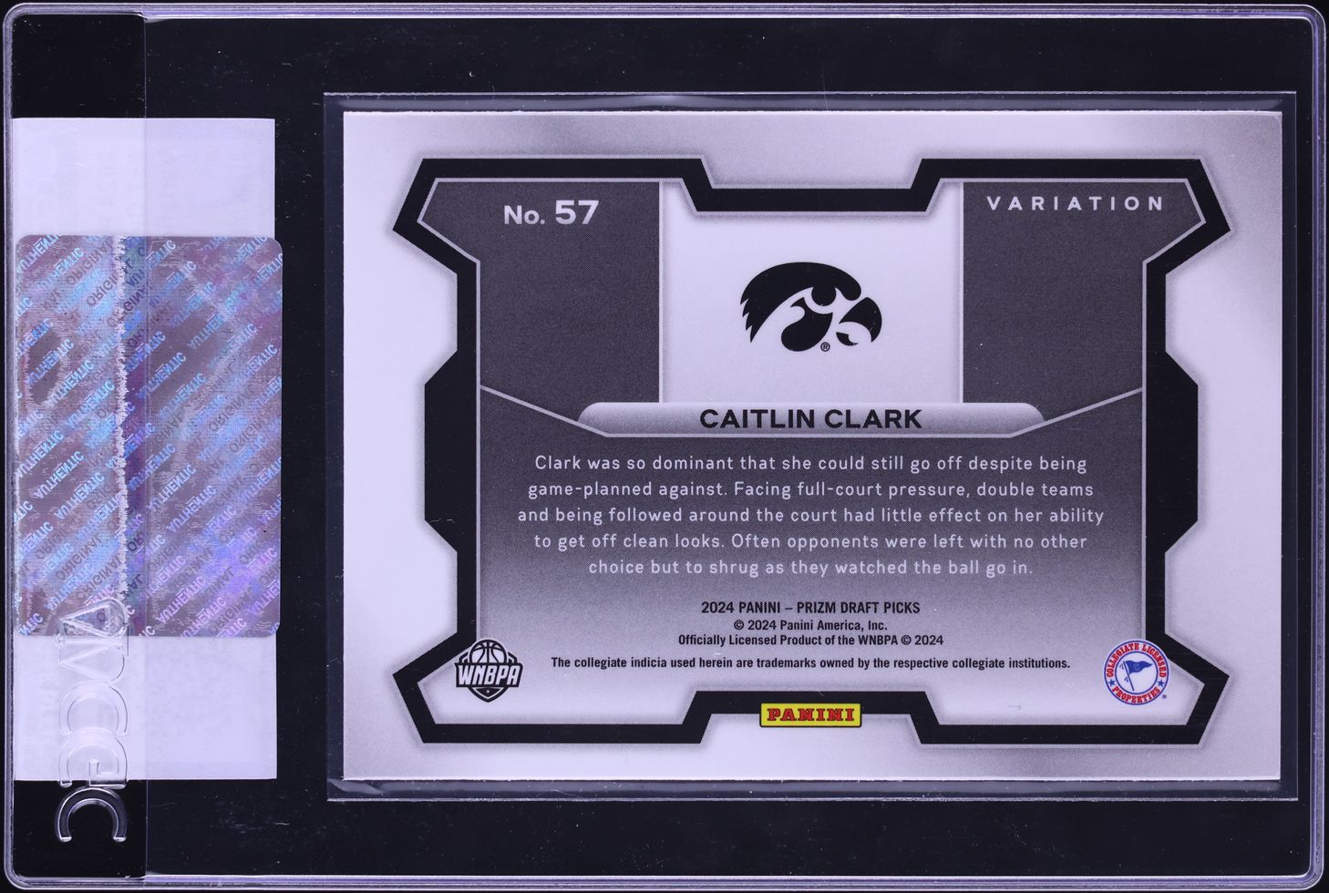 2024 Panini Prizm Draft Picks Variation Caitlin Clark ROOKIE #57 CGC AUTH