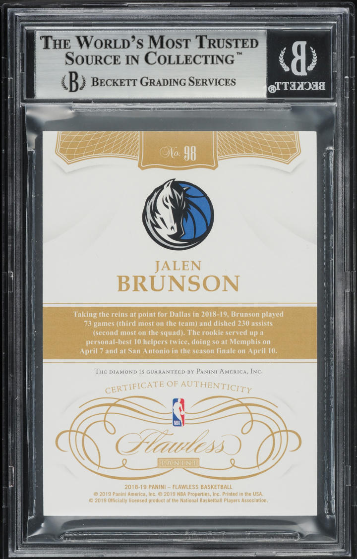 2018 Panini Flawless Platinum Jalen Brunson ROOKIE 1/1 #98 BGS 8.5 NM-MT+